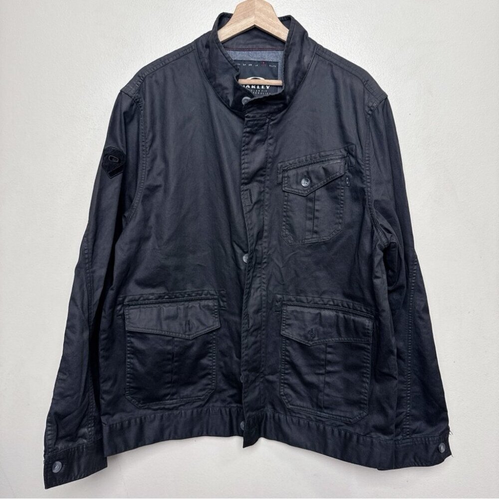 Oakley Mens Xlarge Cotton Full Zip Utility Pocket Black Jacket - Picture 1 of 16
